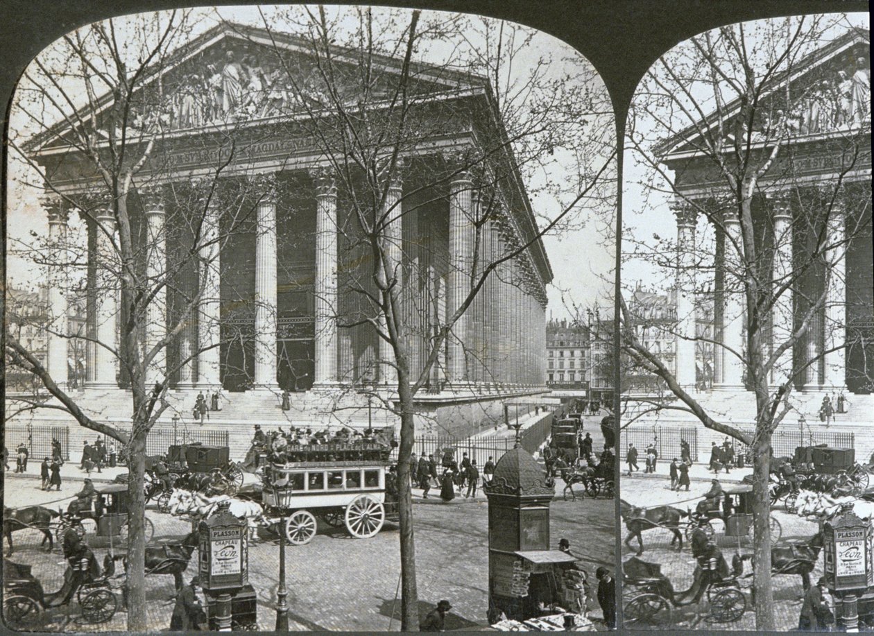La Madeleine-kirken, Paris, stereoskopisk utsikt, ca. 1860-70 av French School