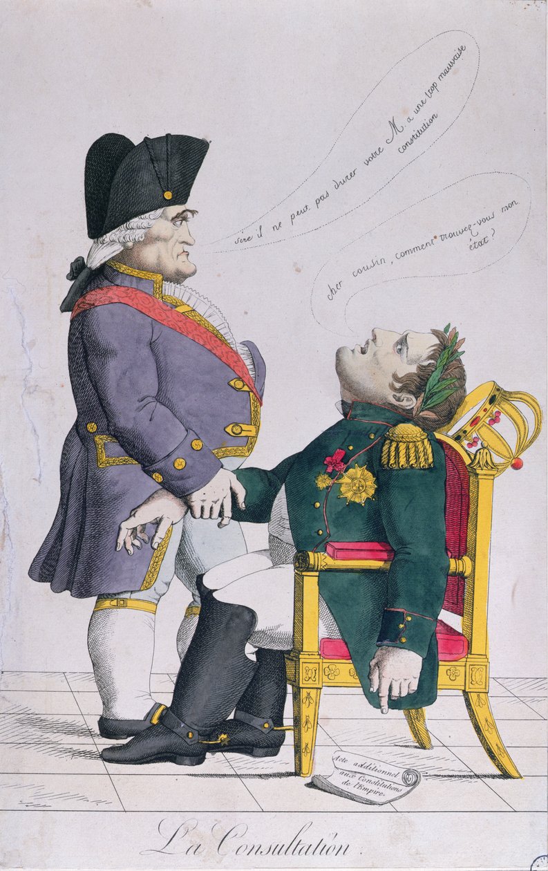 Konsultasjonen, karikatur av Cambaceres (1753-1824) og Napoleon (1769-1821) ca. 1810-14 av French School