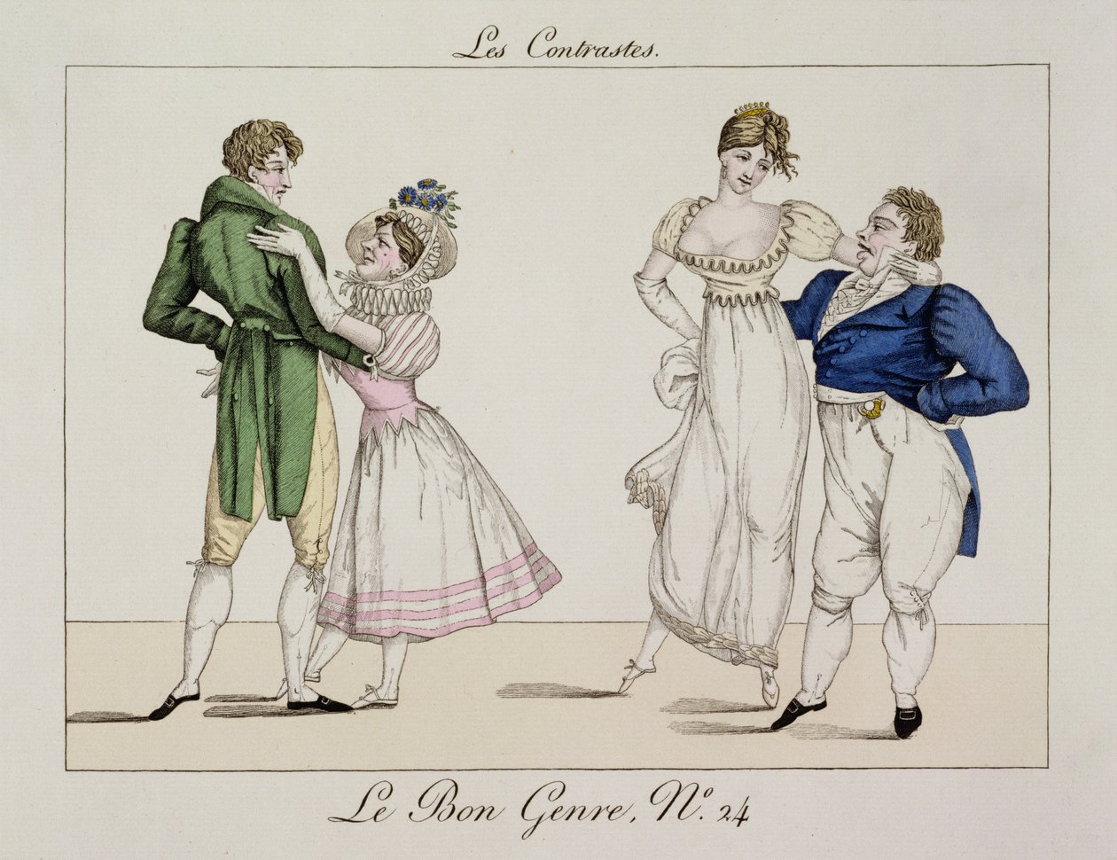 The Contrasts, plate 24 fra Le Bon Genre, 1811 av French School