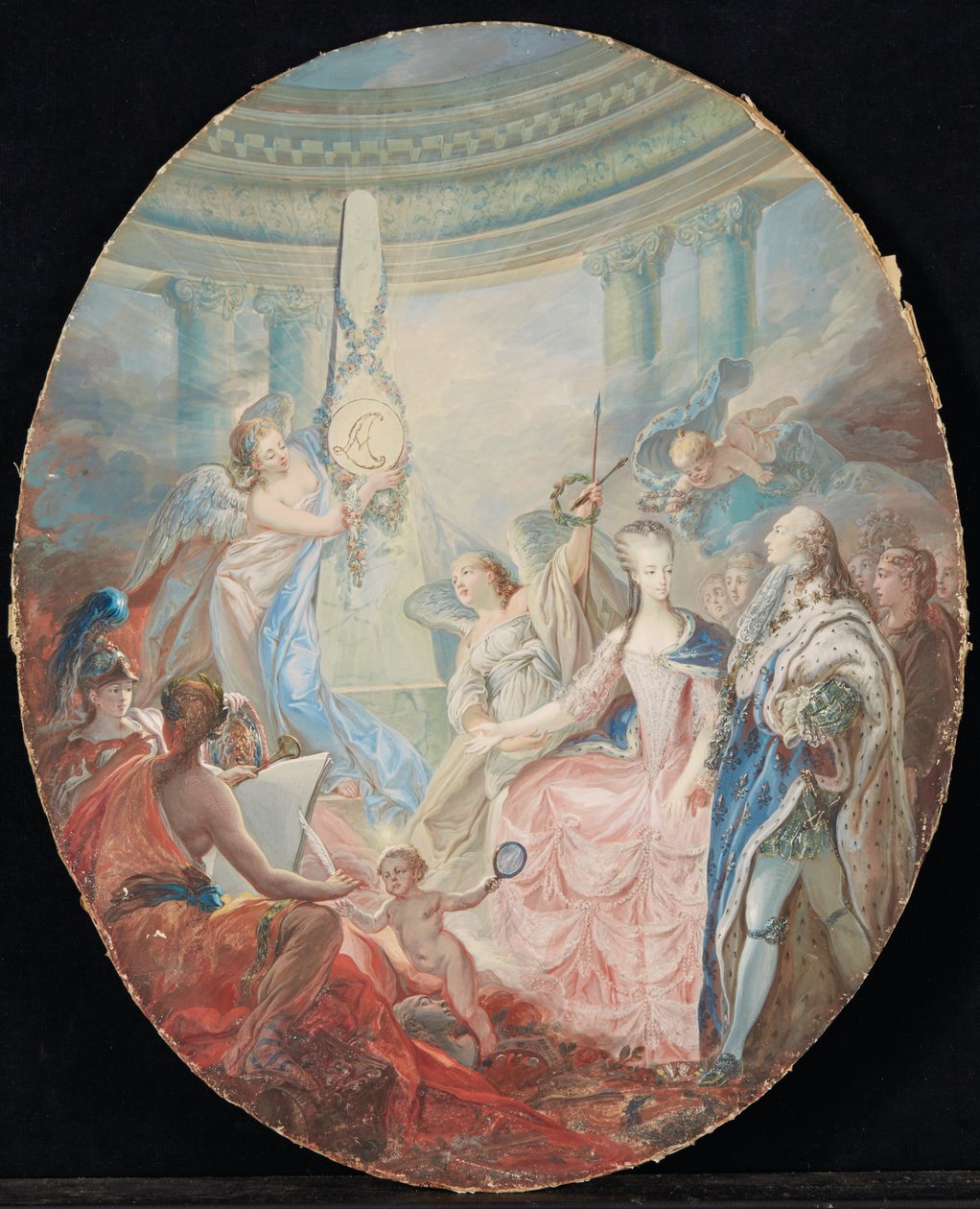 Kroningen av Louis XVI akkompagnert av Marie-Antoinette, etter 1774 av French School