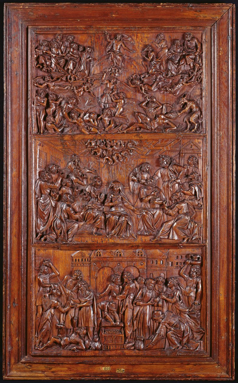 The Credo, Panel III: The Last Judgement, Pentecost and the Communion of Saints, 1587 (tre) (se også 4140367 og 414039) av French School