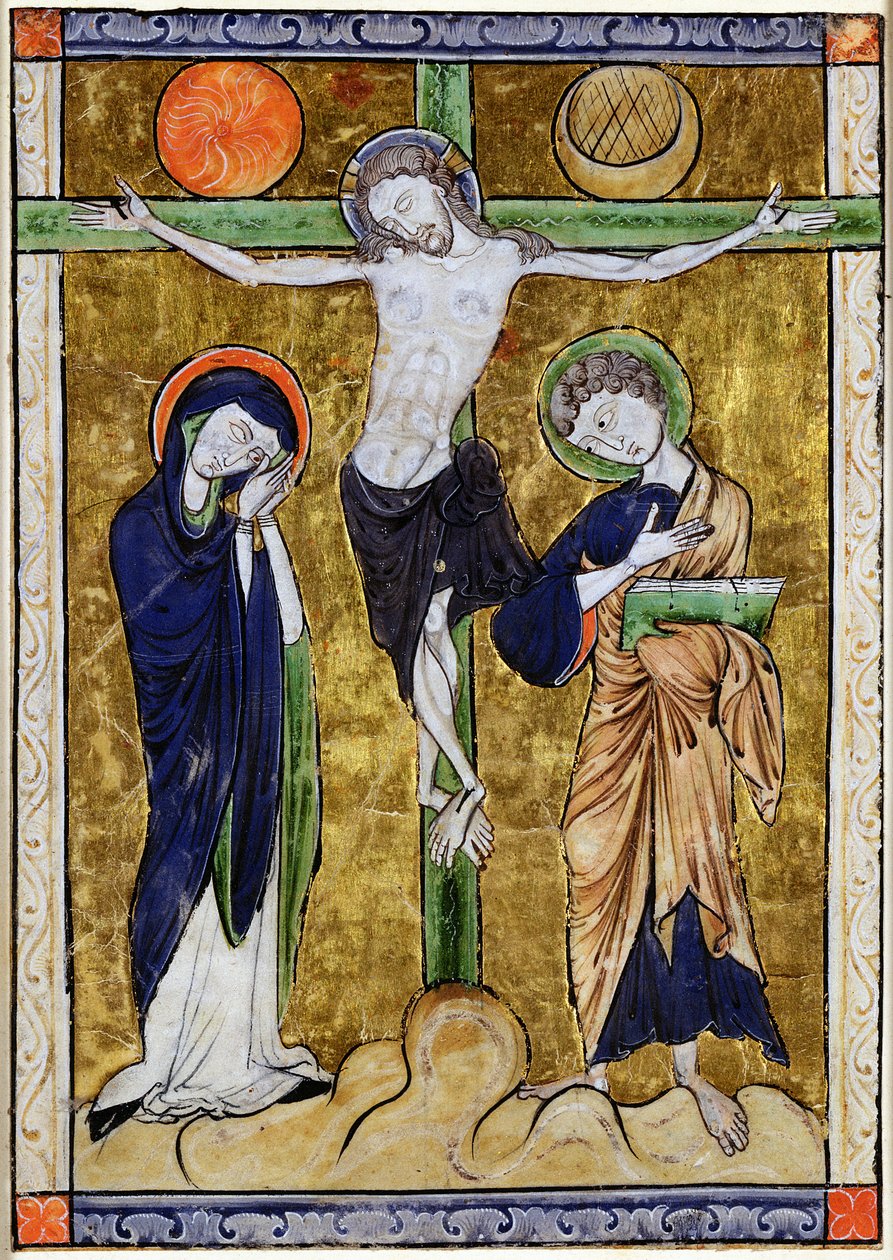Korsfestelsen, fra en psalter, ca. 1215 av French School