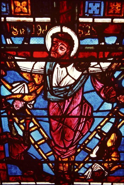 The Crucifixion of St. Peter, from the Crucifixion Window, 1150-70 av French School