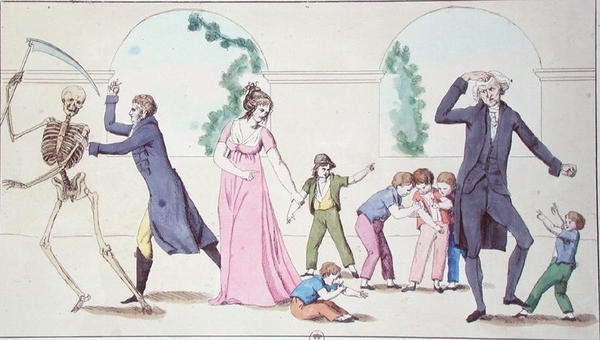 The Dangers of the Vaccine, ca. 1800-04 (farget gravering) av French School