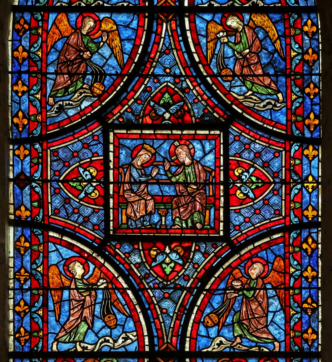The Death and Glorification of the Virgin Mary-vinduet - øverste seksjon av French School