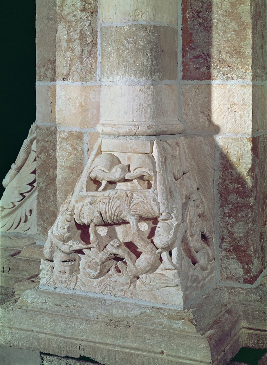 Lasarus og den rike mannens død, fra en hovedstad i kirkeskipet, ca. 1150 av French School