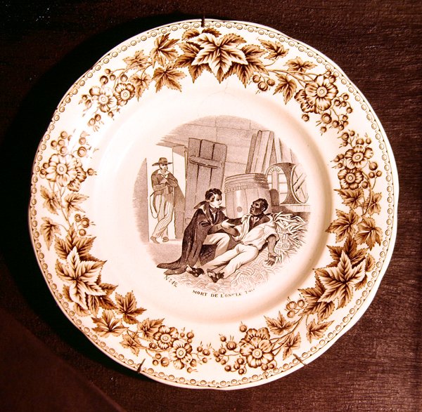 The Death of Oncle Tom, fra Uncle Toms Cabin av Harriet Beecher Stowe (keramikk) av French School
