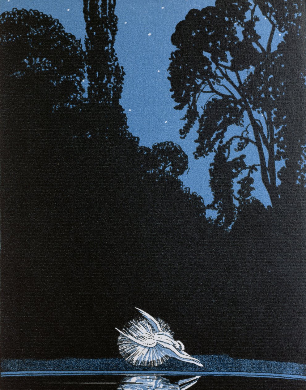 The Death of the Swan, illustrasjon for La Gazette du Bon Ton inspirert av Tchaikovskys ballett Swan Lake, 1924 av French School