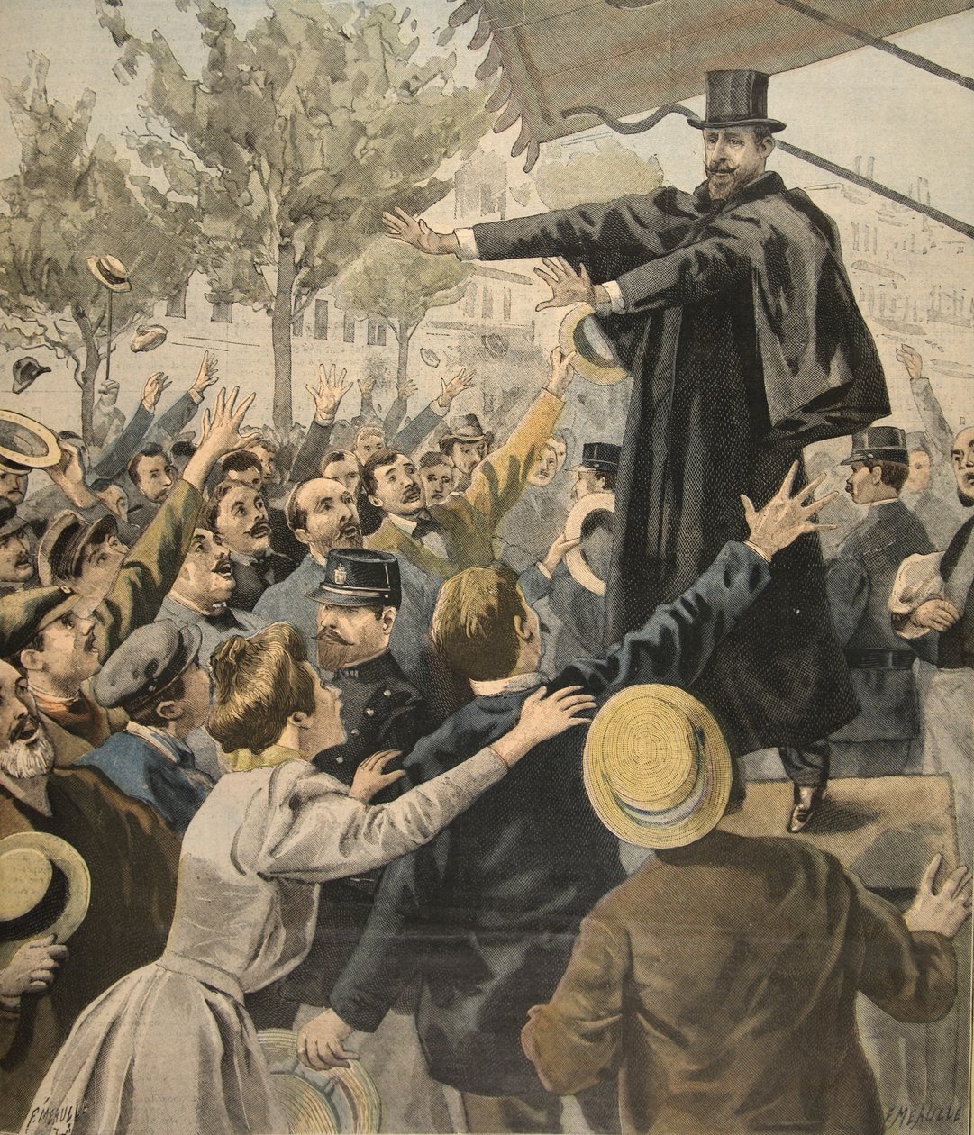 Deroulede-møtet: ved utgangen, illustrasjon fra Le Petit Journal: Supplement illustre, 9. oktober 1898 av French School