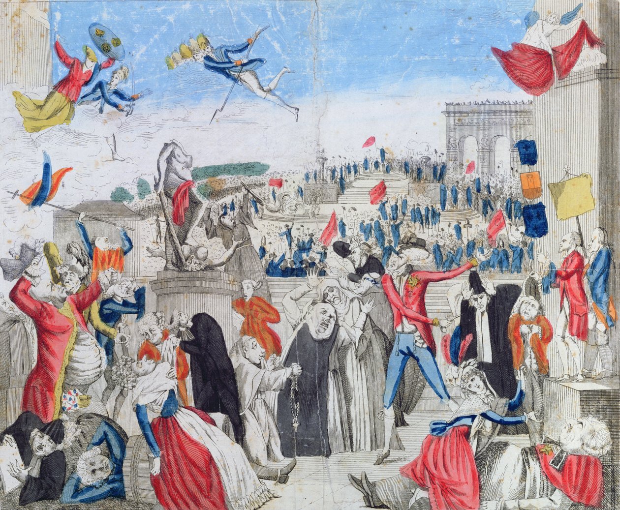 De desperate aristokratene ser på Fete de la Federation på Champs de Mars, 14. juli 1790, ca. 1790 av French School