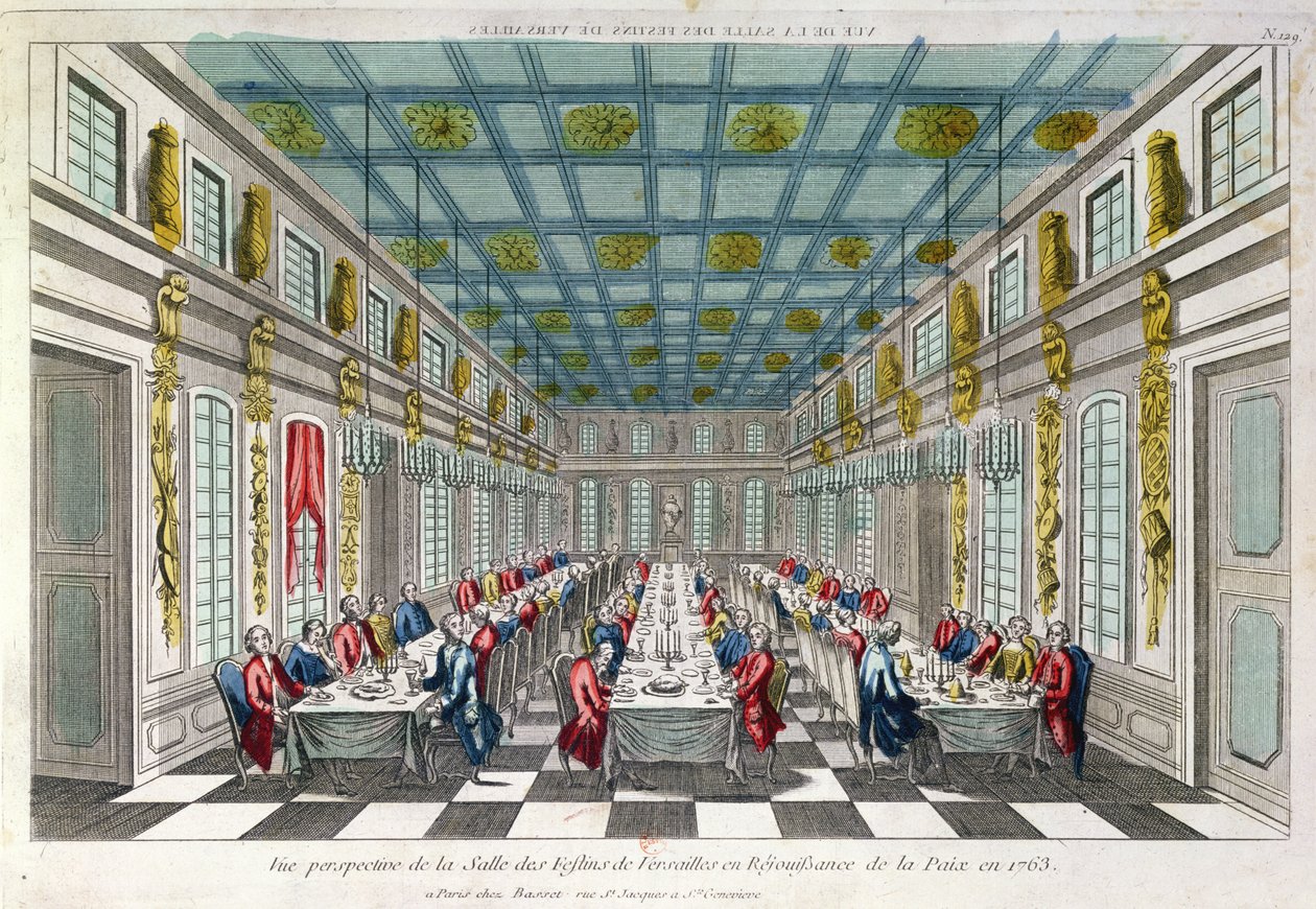 Spisestuen i Versailles i 1763 av French School