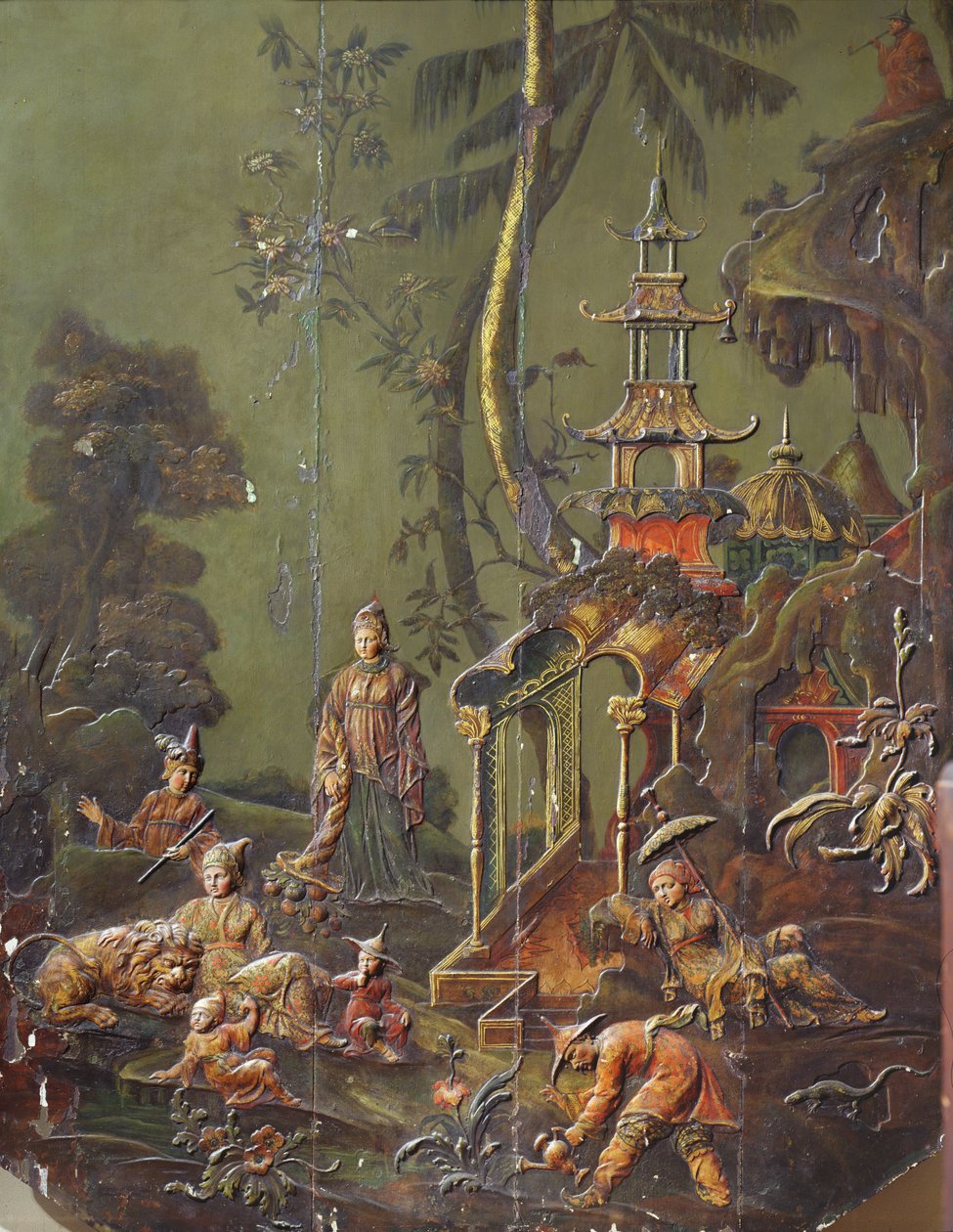 "The Earth", detalj av Grand Cabinet Chinois fra Hotel Richelieu, place des Vosges, ca. 1728-31 av French School