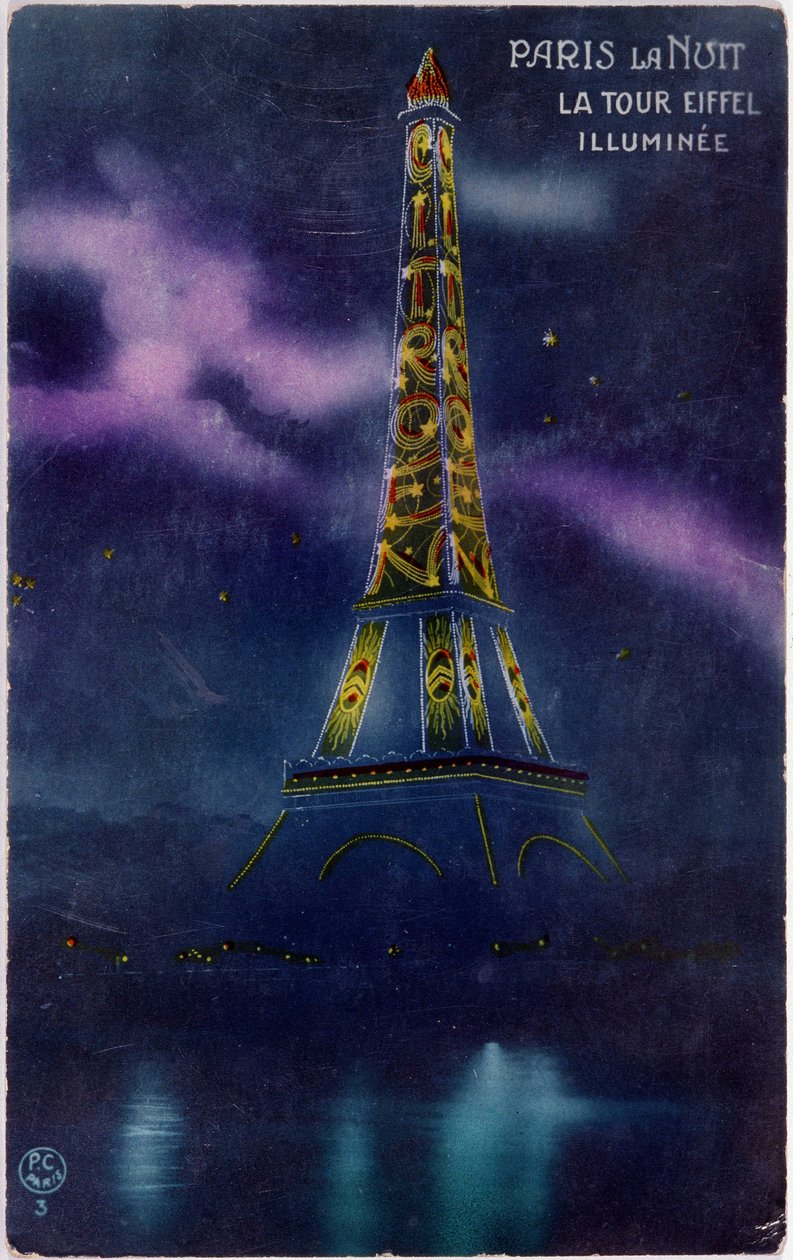 Eiffeltårnet opplyst med bokstavene "" Citroen"" - postkort, ca 1925 av French School