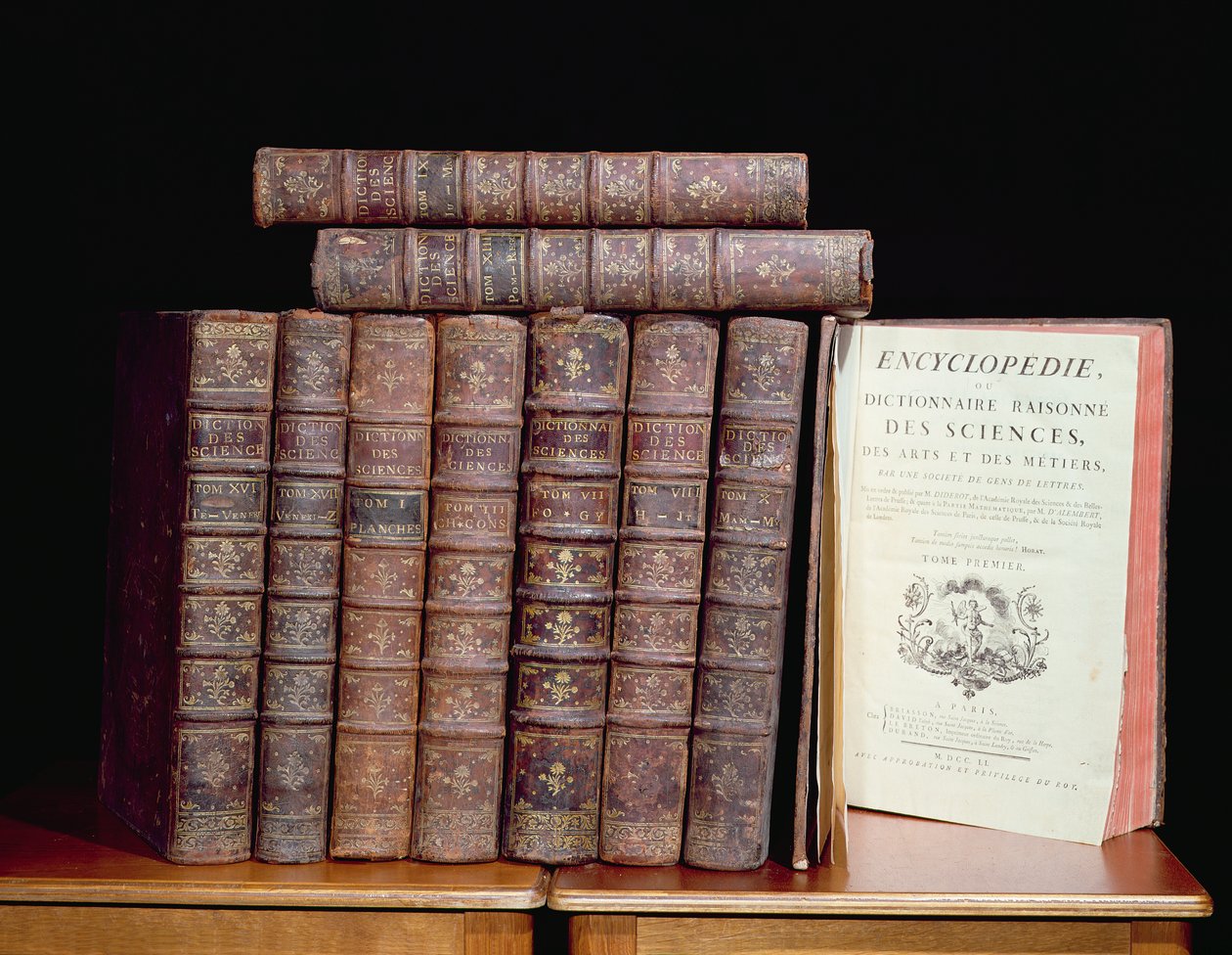 The Encyclopedia of Denis Diderot (1713–84) og Jean le Rond dAlembert (1717–83), 1751–72 (lær, papir og blekk) av French School