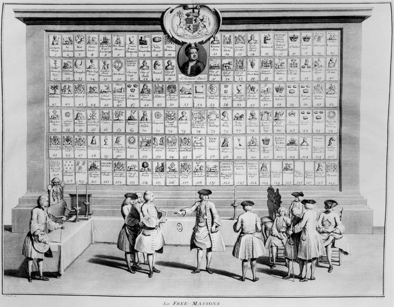 De engelske frimurerlogene, ca. 1730 av French School