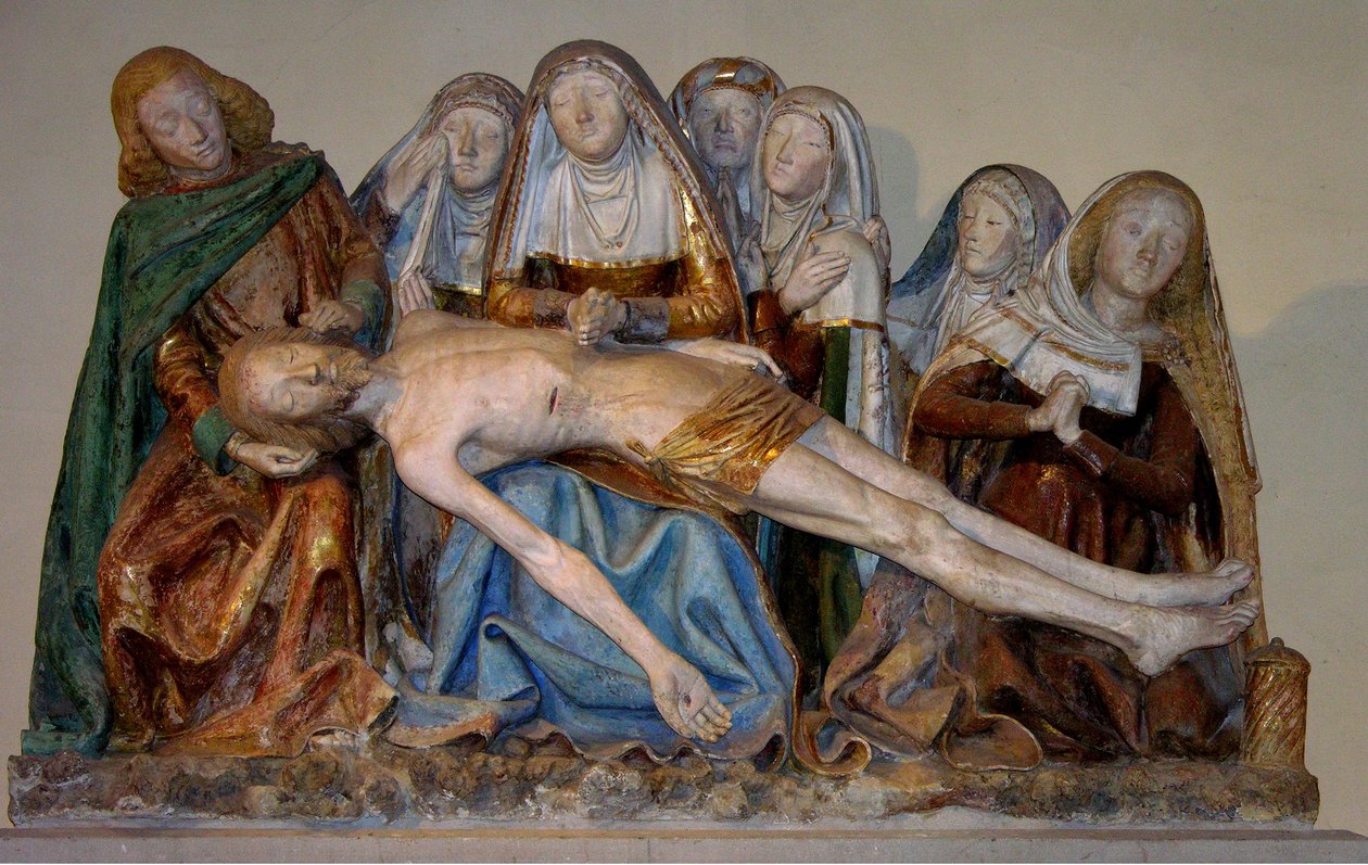 The Entombment, 1490 (malt stein) (detalj) av French School