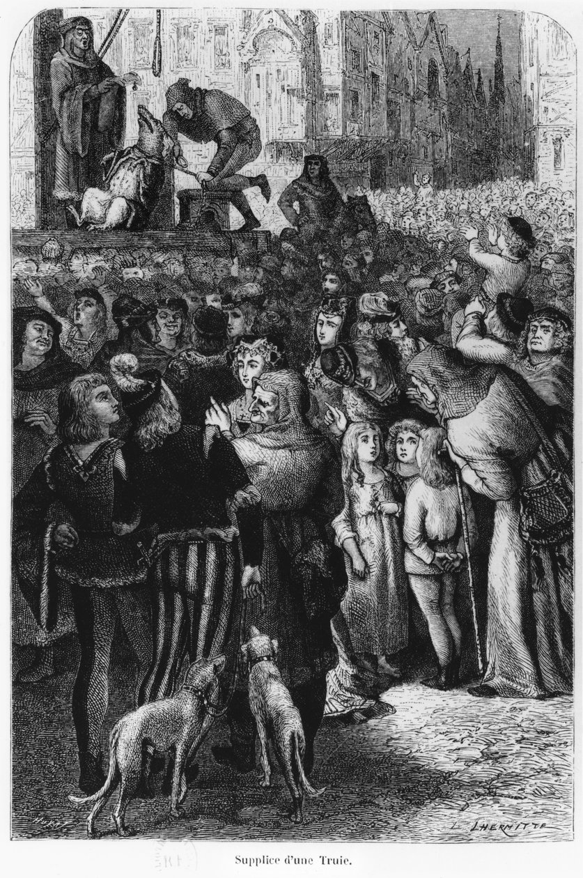 The Execution of the Sow from Falaise, illustrasjon fra The Man and the Beast av A. Mangin, 1872 av French School