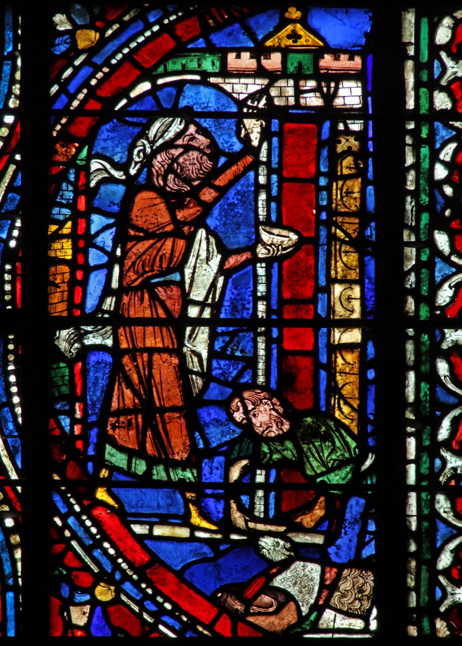 Exodus-historien: dørkarmen er merket med blodet fra et ofret lam (nedenfor) ved påsken (w37) av French School