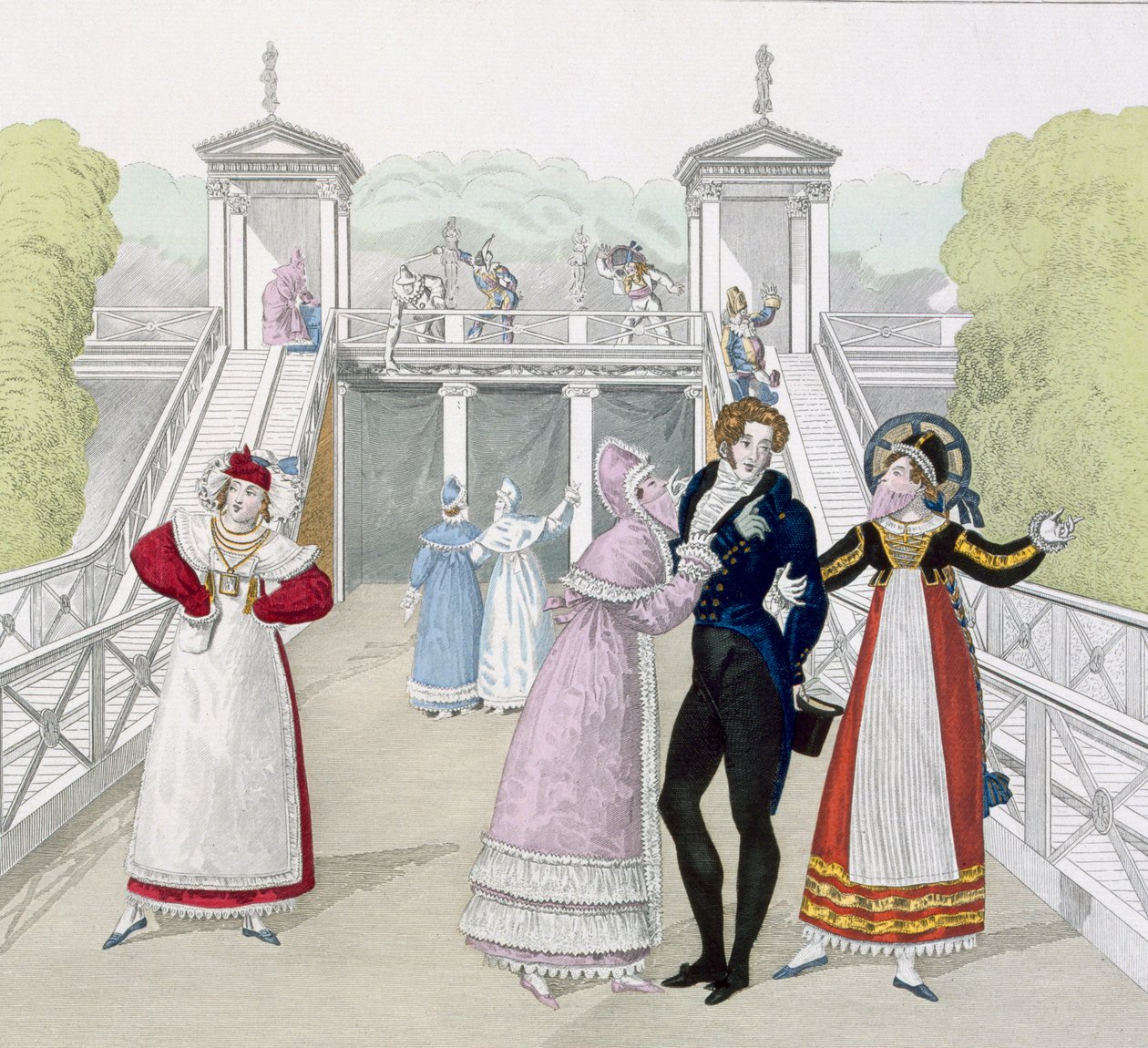 Fairground Slide ved Salle de lOdeon, plate 101 fra Le Bon Genre, tidlig på 1800-tallet av French School