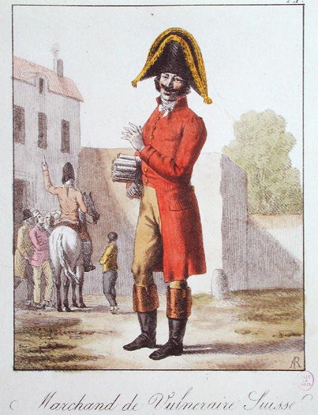 The Faltrank Seller, ca. 1830-40 (farget gravering) av French School