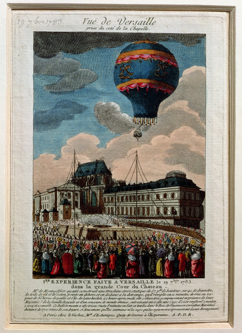 Det første ballongeksperimentet på Chateau de Versailles, 19. september 1783 av French School