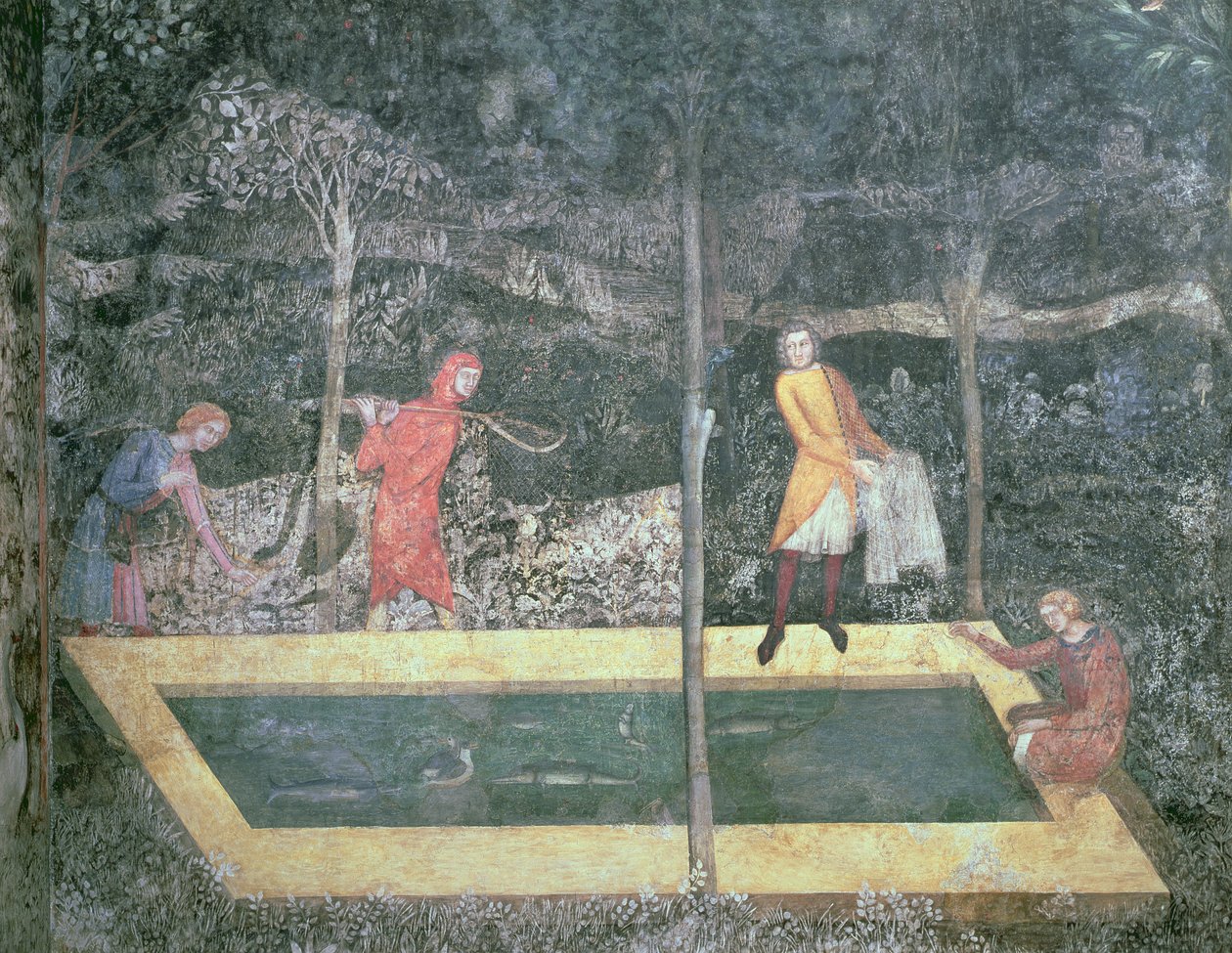 Fiskedammen, fra Stag Room, 1343 av French School
