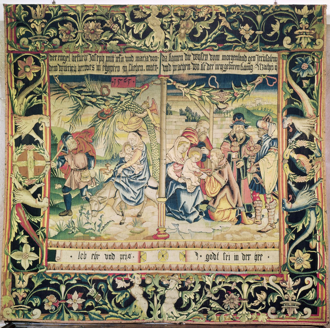 Flukten til Egypt og tilbedelsen av magiene, 1565 av French School