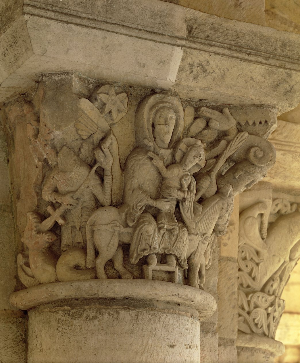 The Flight into Egypt, relieff fra kirken i benediktinerklosteret, 1200-tallet av French School