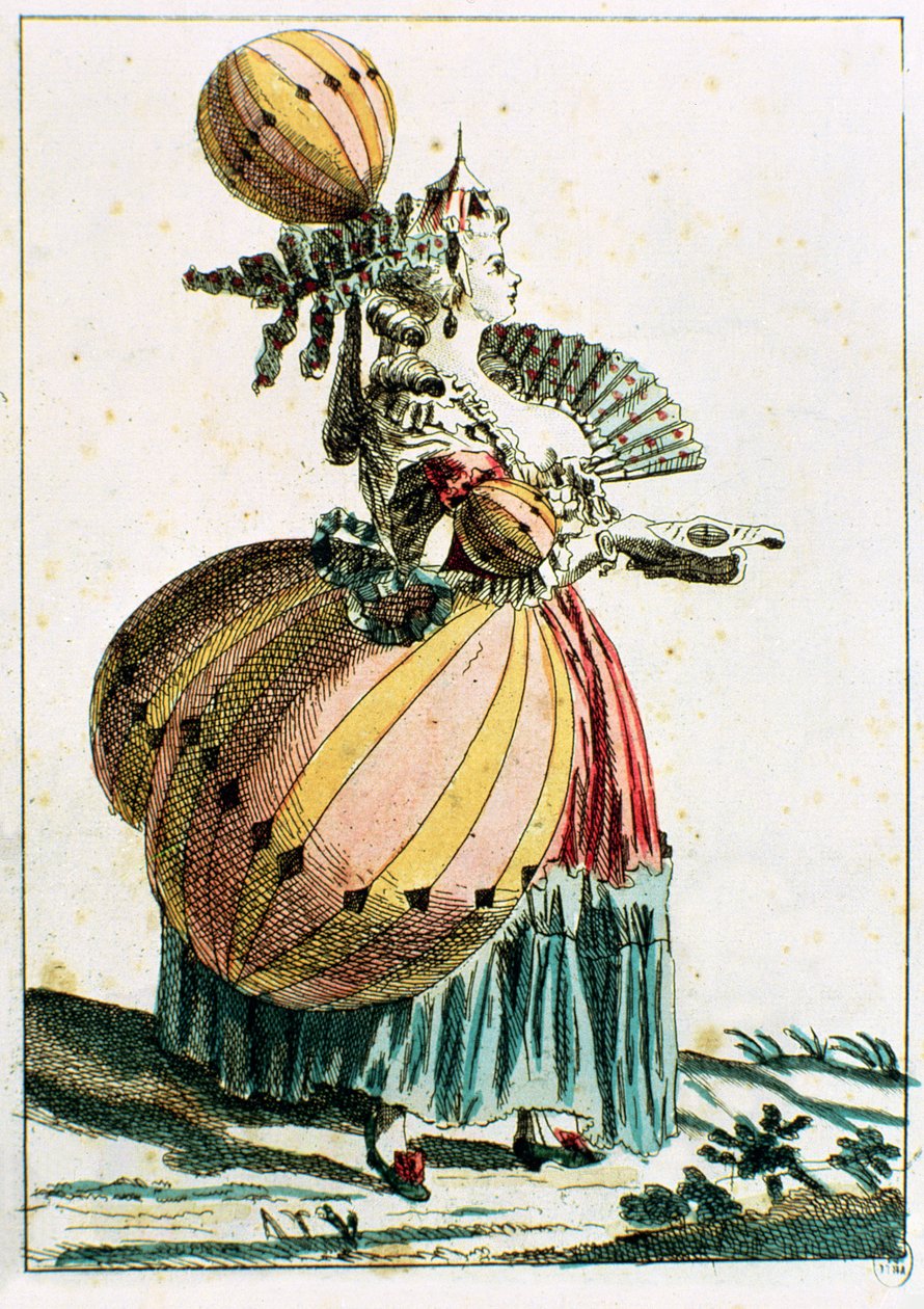 The Flying Coquette, ca. 1784 (fargegravering) av French School