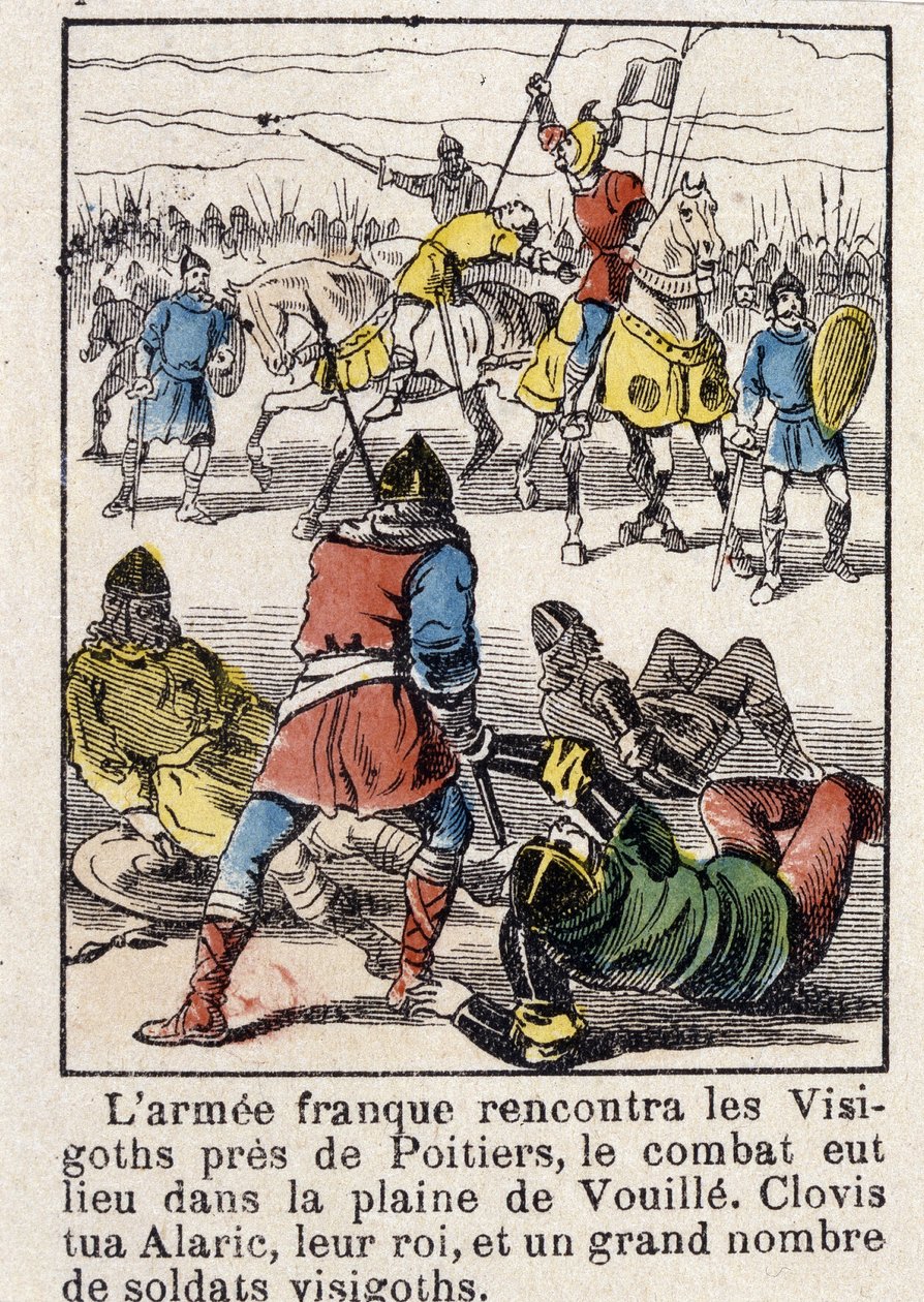 Den franske hæren møtte vestgoterne nær Poitiers, kampen fant sted på sletten Vouille. Clovis drepte Alaric, deres konge, og et stort antall vestgotiske soldater, i 507. av French School