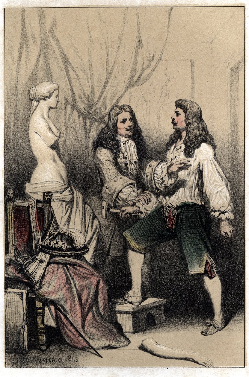 Den franske billedhuggeren Pierre Puget (1620-1694) ble pågrepet for å knekke Venusen sin etter det middelmådige forslaget som ble foreslått av sponsoren Plate hentet fra "Scenes de la vie d'hommes famous"" gravering i to farger av Valer av French School