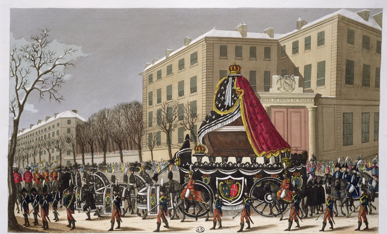 Begravelsesprosesjonen til Louis XVI (1754-93) og Marie-Antoinette (1755-93) 21. januar 1815 av French School