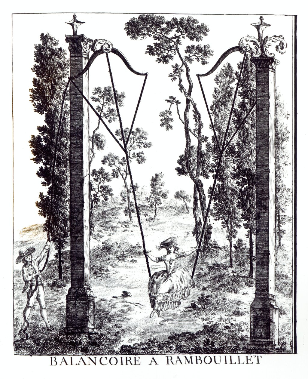 Hageswingen ved Rambouillet, fra Details des Nouveaux Jardins a la Mode av George Louis le Rouge, utgitt 1775-78 av French School