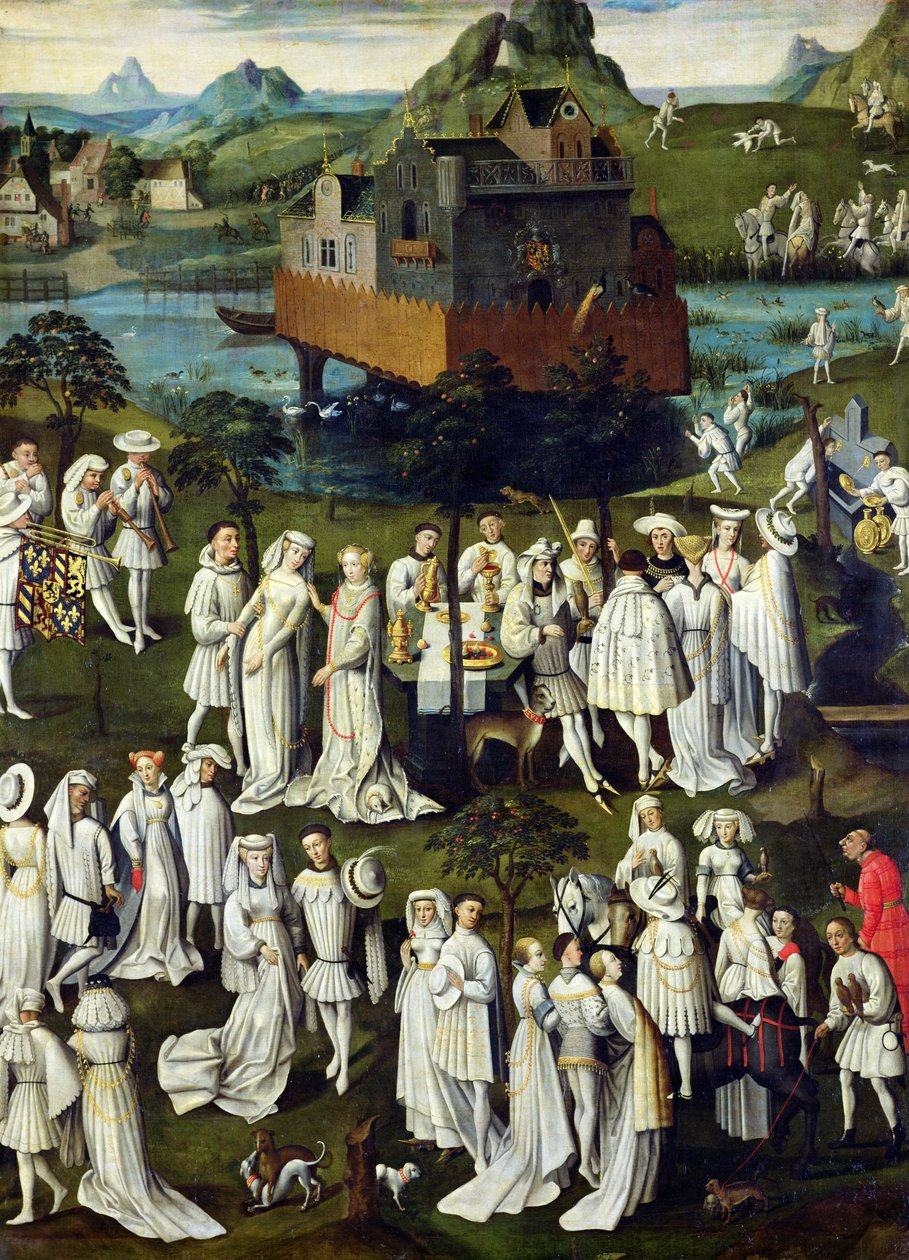 Kjærlighetens hage ved hoffet til Filip den gode, i hagene til Chateau de Hesdin i 1431 av French School
