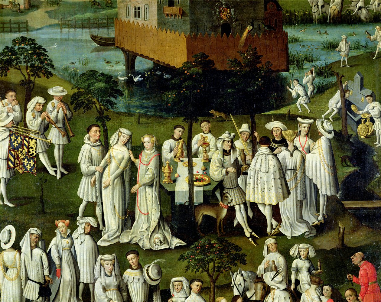 Kjærlighetens hage ved hoffet til Filip den gode, i hagene til Chateau de Hesdin i 1431 (detalj av 32980) av French School