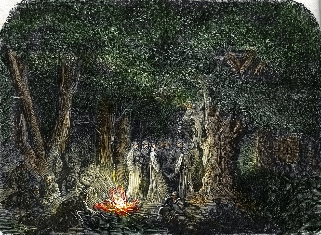 Gallerne og deres prester eller druider (gravering) 1864 av French School