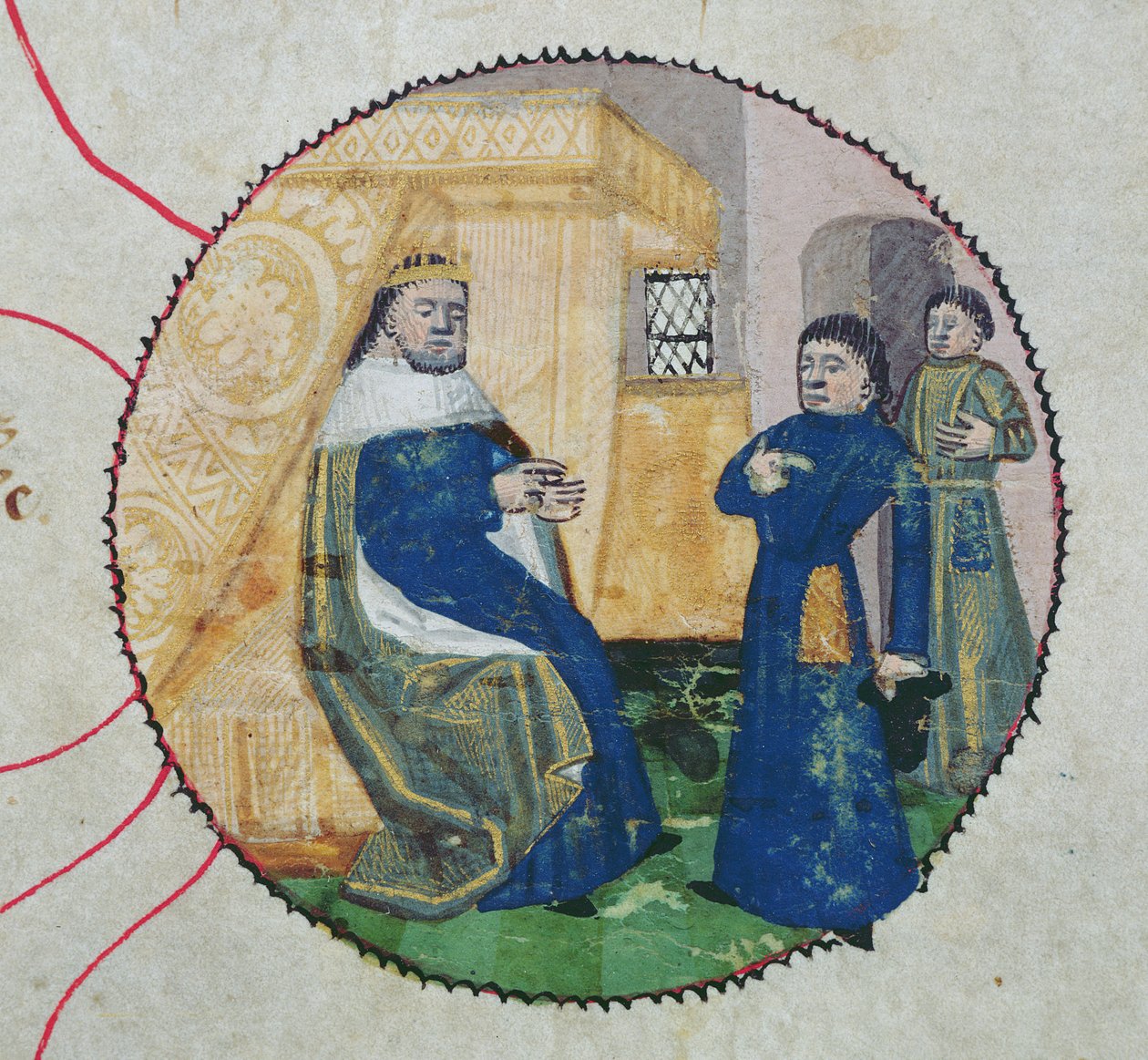Slekten til Charles V og Charles VI, detalj av Charles VI (1368-1422) (vellum) av French School