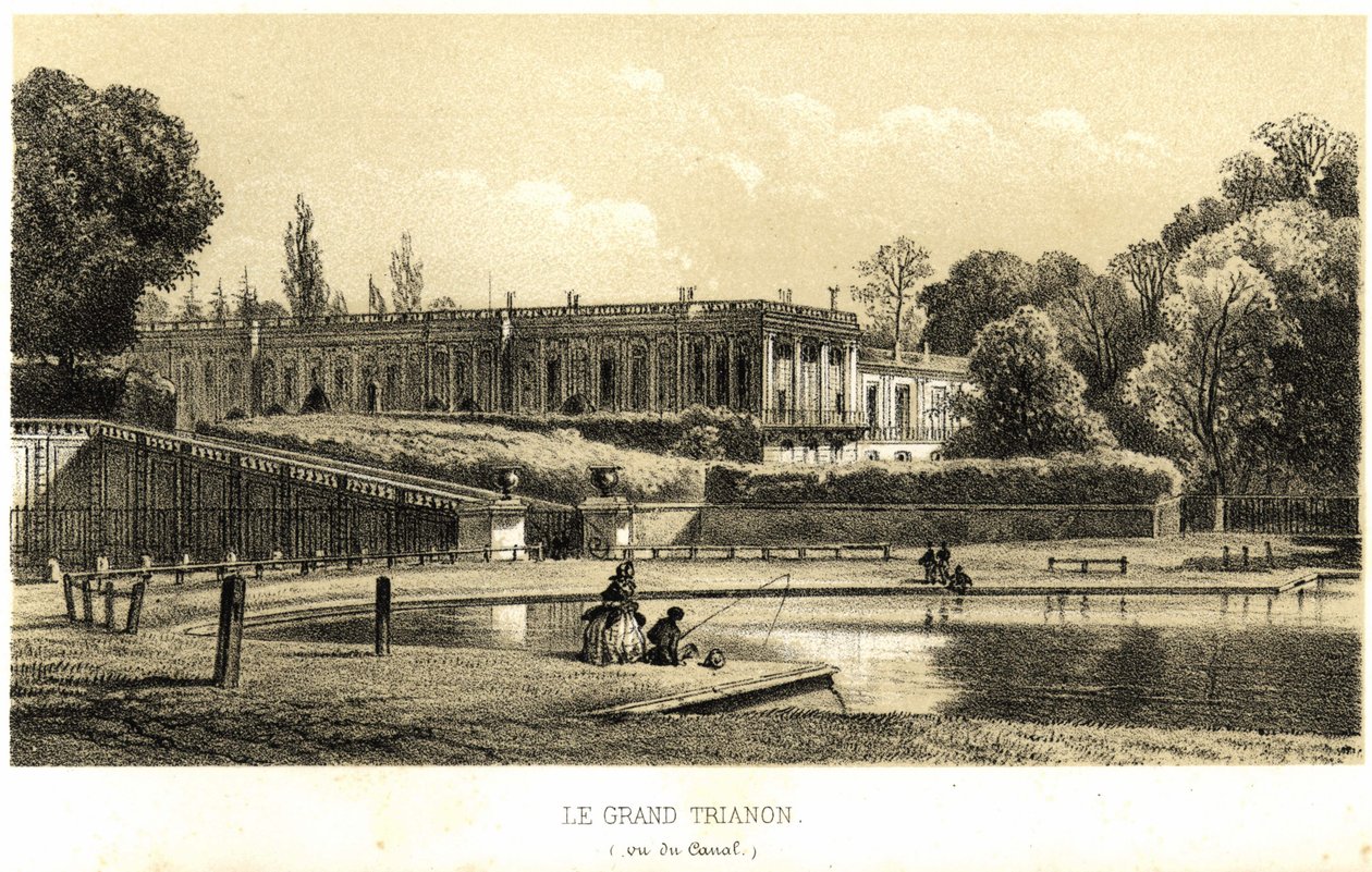 Grand Trianon, sett fra kanalen i Versailles i 1857. av French School
