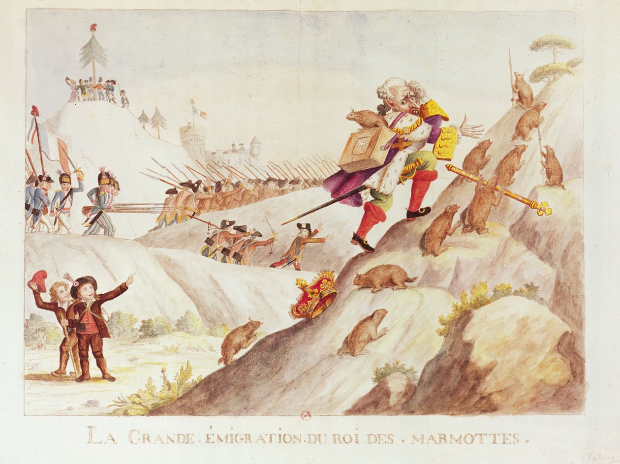The Great Migration of the King of Murmots, 1792 (wc på papir) av French School