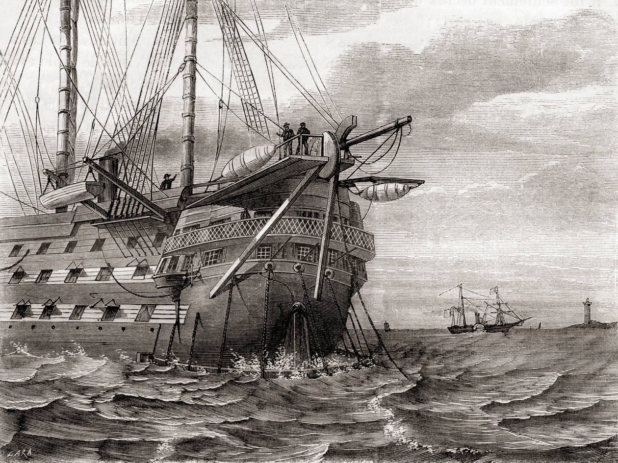 HMS Agamemnon legger den transatlantiske telegrafkabelen, 2. august av French School