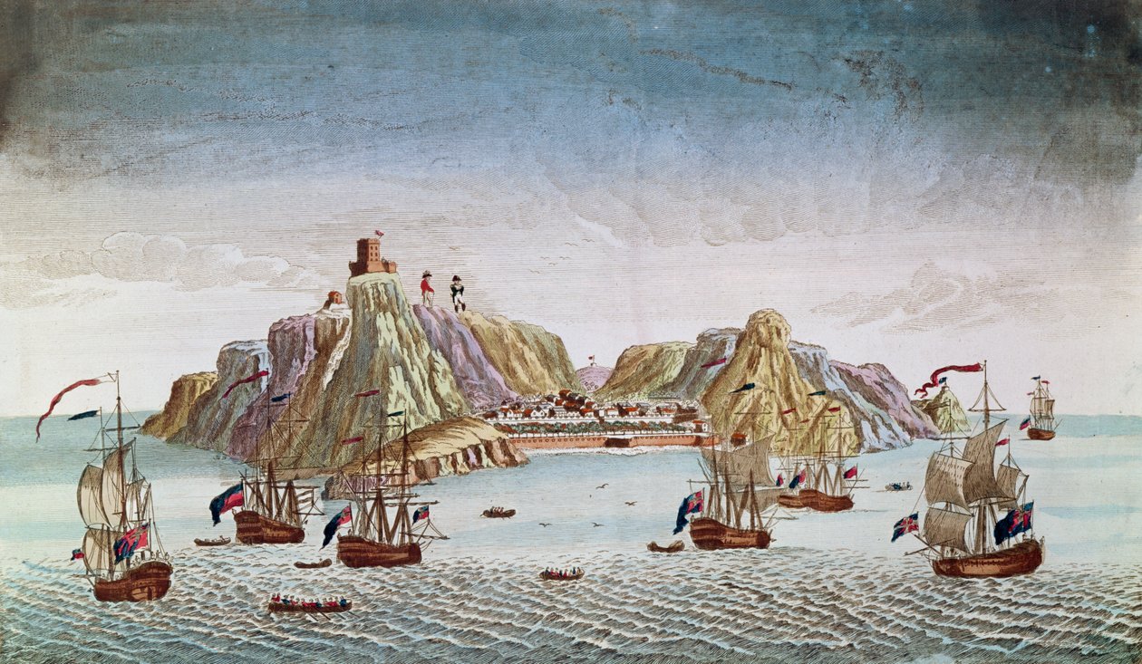 Øya St. Helena, eksilsted for general Napoleon Bonaparte (1769-1821) av French School