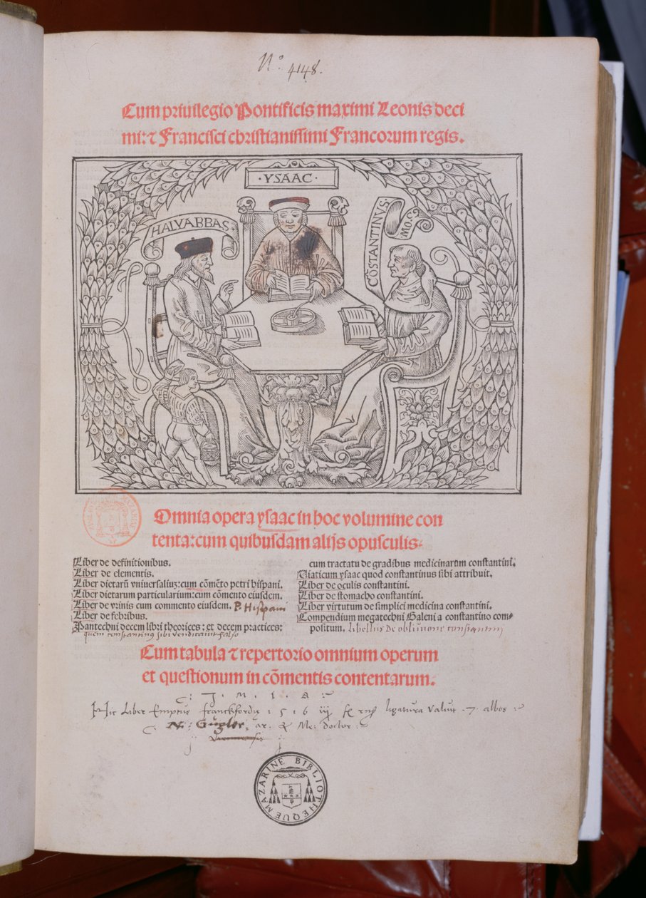 De jødiske legene: Isaac, Constantine og Ali Abbas (Haly Abbas), utgitt i Lyons, 1515 av French School
