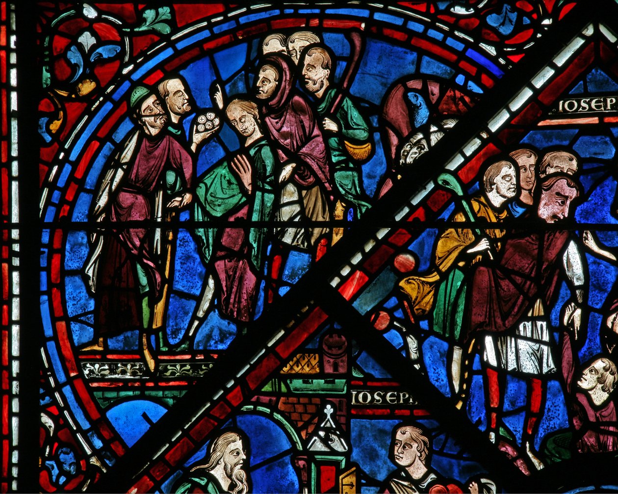 Joseph-vinduet: han selges av brødrene hans (w41) av French School