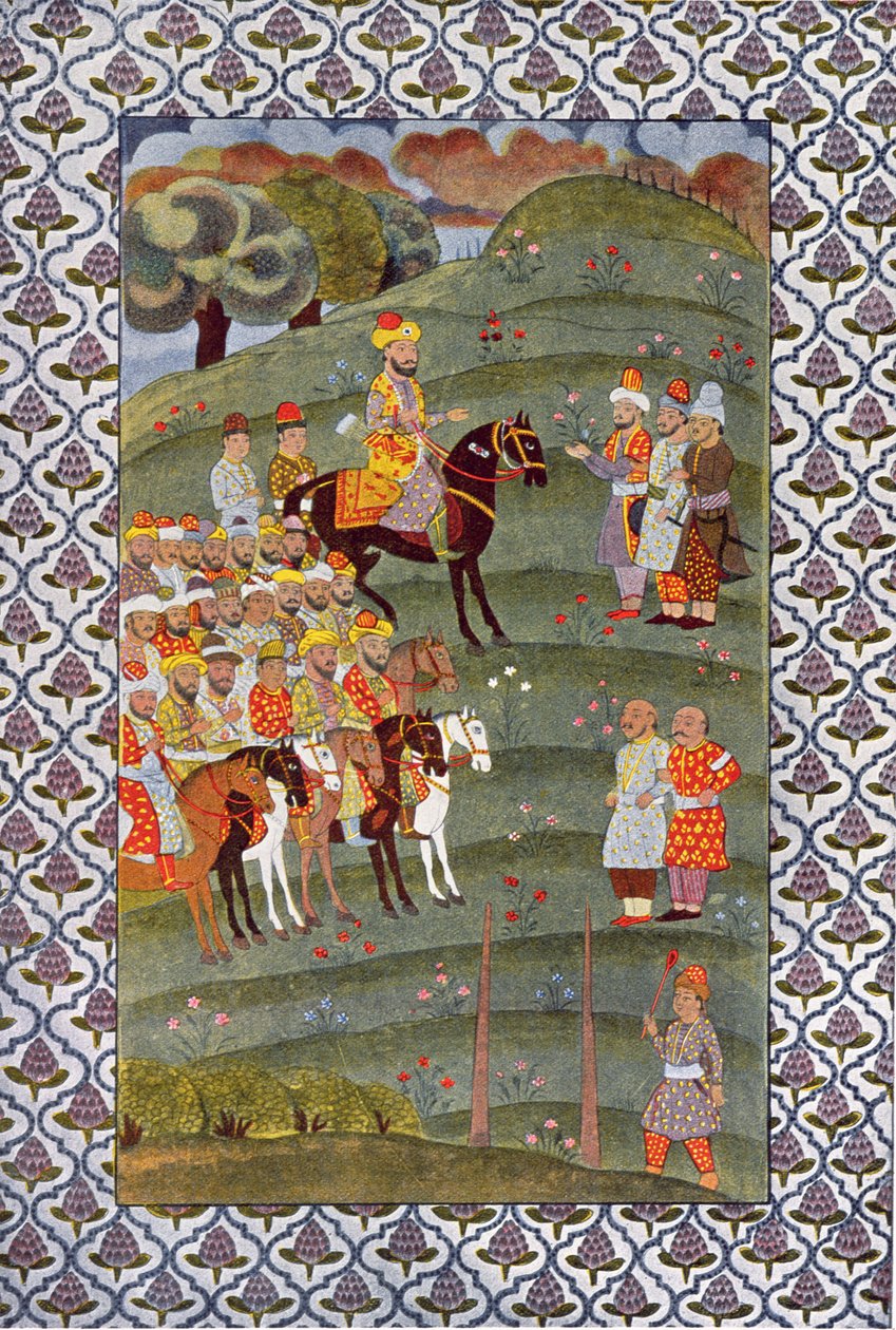 The Khalifat on a Horse, illustrasjon fra The Arabian Nights, 1895 (fargegravering) av French School