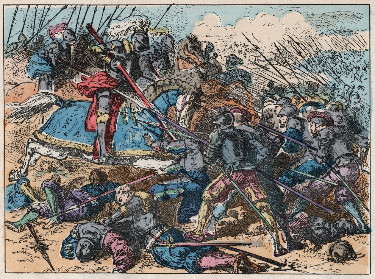 Kongen av Frankrike Francois I (1494-1547) i slaget ved Marignan 13. og 14. september 1515 - Francois I (1494-1547) i slaget ved Marignano av French School
