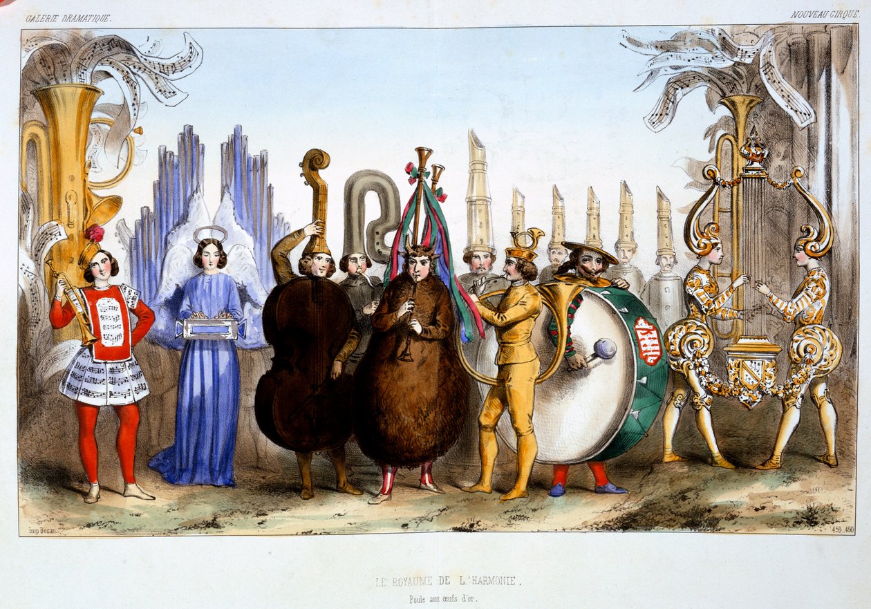 The Kingdom of Harmony, fra Galerie Dramatique Costumes des Theatres de Paris av Dollet, Lacauchie & Lasalle, utgitt 1844 av French School