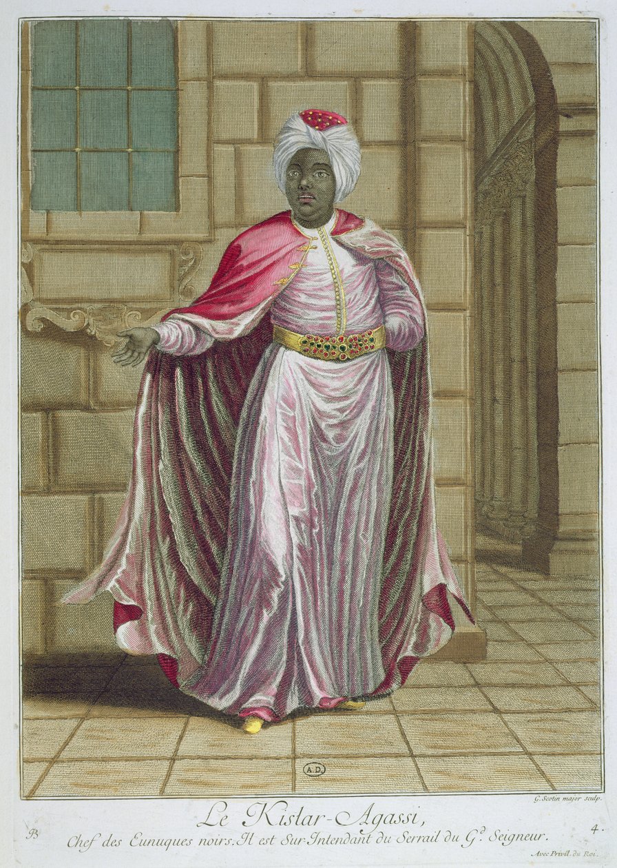 Kislar-Agassi, fra Recueil destampes sur les Costumes du Levant, gravert av Gerard Jean Baptiste Scotin (1671-1716) 1707-08 av French School