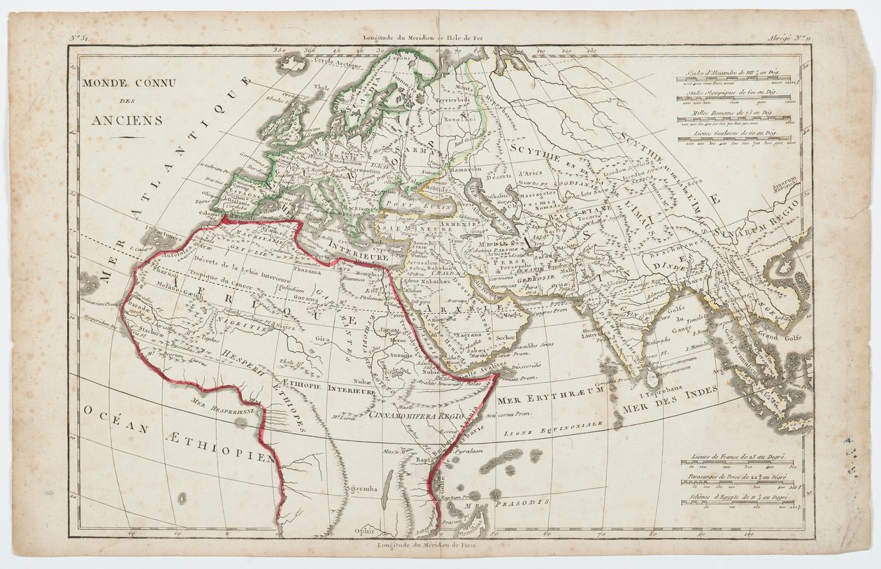 The Known World of the Ancients (håndfarget gravering) av French School