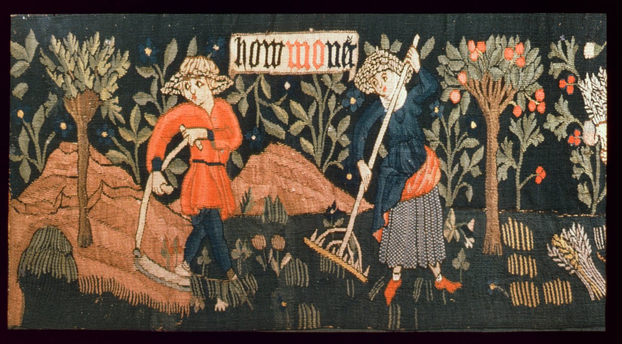 Månedens arbeid, fra Alsace, midten av 1400-tallet (ull og lin) av French School
