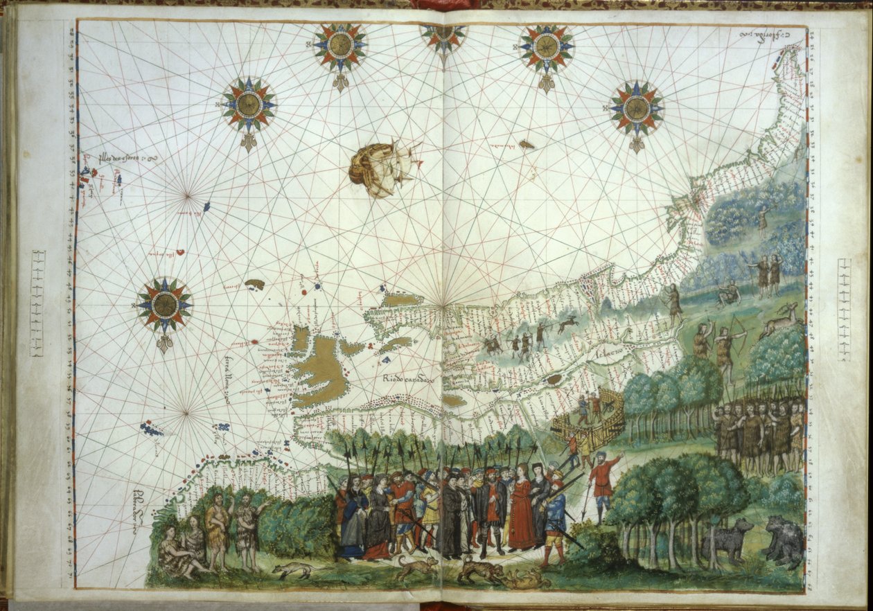 Landingen til Jacques Cartier og kolonister i Canada, 1547 av French School